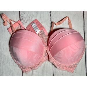Pink Lace & Floral Push-Up Bra Wide Band 34B